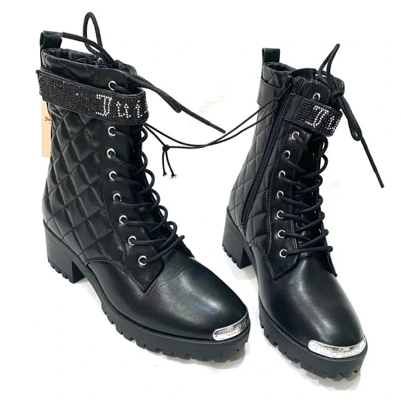 SOLD!! ✌️👋Juicy Couture “Opal” Quilted Combat Boots - Picture 1 of 4